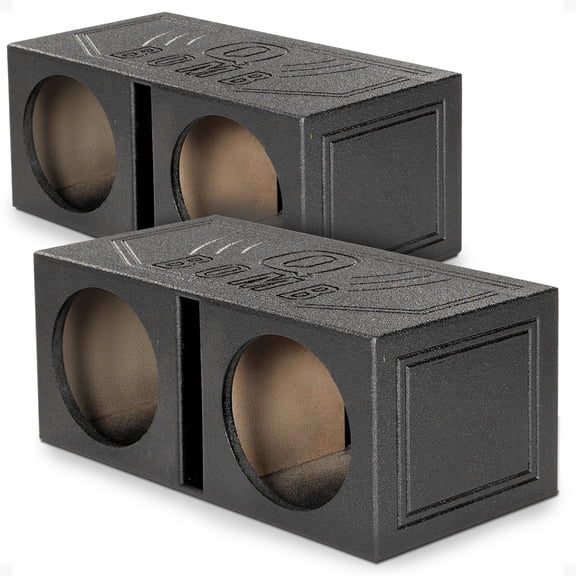 Q-POWER 15V Dual 15" Vented Port Subwoofer Sub Box w/ Bedliner Spray (2 Pack)