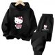 thumbnail image 5 of Conjunto de 2 piezas de sudadera y pantalones con estampado de dibujos animados de Hello Kitty Kawaii, ropa de primavera y otoño para niños y niñas, chándal de moda para niños, 5 of 5