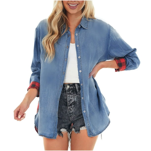 Womens denim shirt walmart 2025