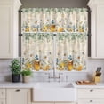 thumbnail image 4 of 3 Piece Kitchen Curtains and Valances Set Daisy Spring Floral Cafe Curtains 36 Inch Length Farmhouse Botanical Green Leaves Vintage Art Valance & Tier Curtain for Living Room 54"x18"+27"x36"*2, 4 of 6