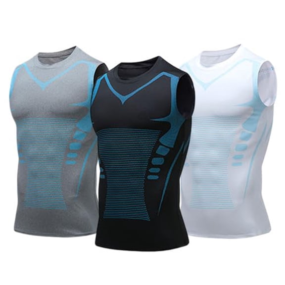 Sewkxo Mens Slimming Compression Shirt Slimming Undershirt Shirts for Men Body Shaper Vest Shapewear Tummy Control,White 3XL