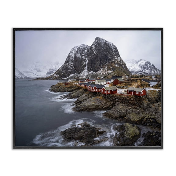 Stupell Industries Rustic Lodge Cliffside Nautical Town Black Framed Giclee Art, 14 x 11, by Danny Head
