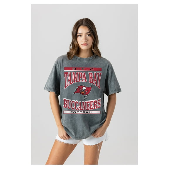 Women's Gameday Couture Gray Tampa Bay Buccaneers Oversized Classic Grind Washed T-Shirt