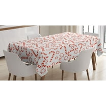 Ambesonne Candy Cane Tablecloth Rectangular Table Cover, Xmas Theme Stars, 52"x70", Vermilion White