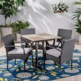 thumbnail image 3 of GDF Studio Laurent Outdoor Acacia Wood and Wicker 5 Piece Dining Set with Cushions, Gray and Light Gray, 3 of 13