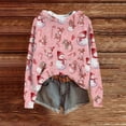 thumbnail image 3 of Women's Fashion Casual Long Sleeve Christmas Print Hooded Knitted Sweatshirt, Cozy Fall Winter Top with Soft Fabric and Holiday Design for Seasonal Comfort,Pink,XL, 3 of 5