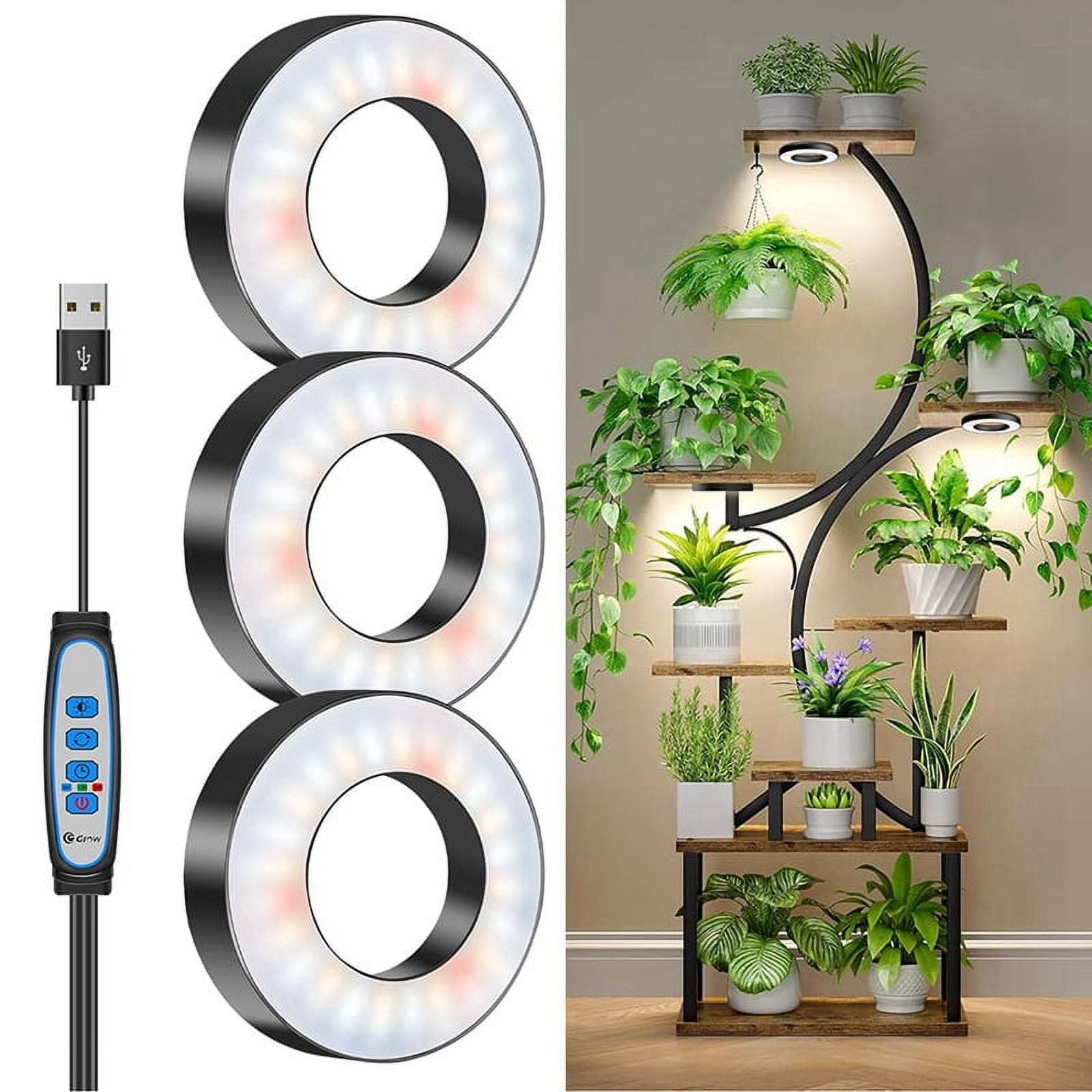Lampe LED Croissance Plantes Marhynchus - 4 Bandes 50 Cm, Réglable 4 Niveaux, Cycle 24h Automatique