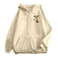 thumbnail image 5 of Fiaer Christmas Womens Hoodies Oversized Cute Graphic Full Zip up Hooded Jacket Drawstring Long Sleeve V-Neck Pocket Hooded Sweatshirts Beige L, 5 of 5