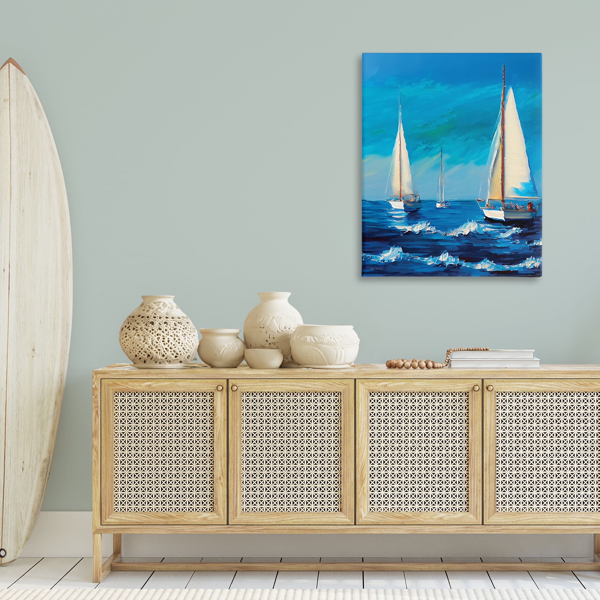 Stupell Industries Sailors on Ebbing Tide Nautical & Beach Painting Wrapped Canvas Art Print Wall Art, 30 x 40