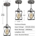 thumbnail image 6 of Industrial Pendant Lighting for Kitchen Island, Rustic Mini Cage Pendant Light, Farmhouse Pendant Lamp with Silver Grey for Dining Room, Hallway, Entryway, Bedroom, 6 of 10