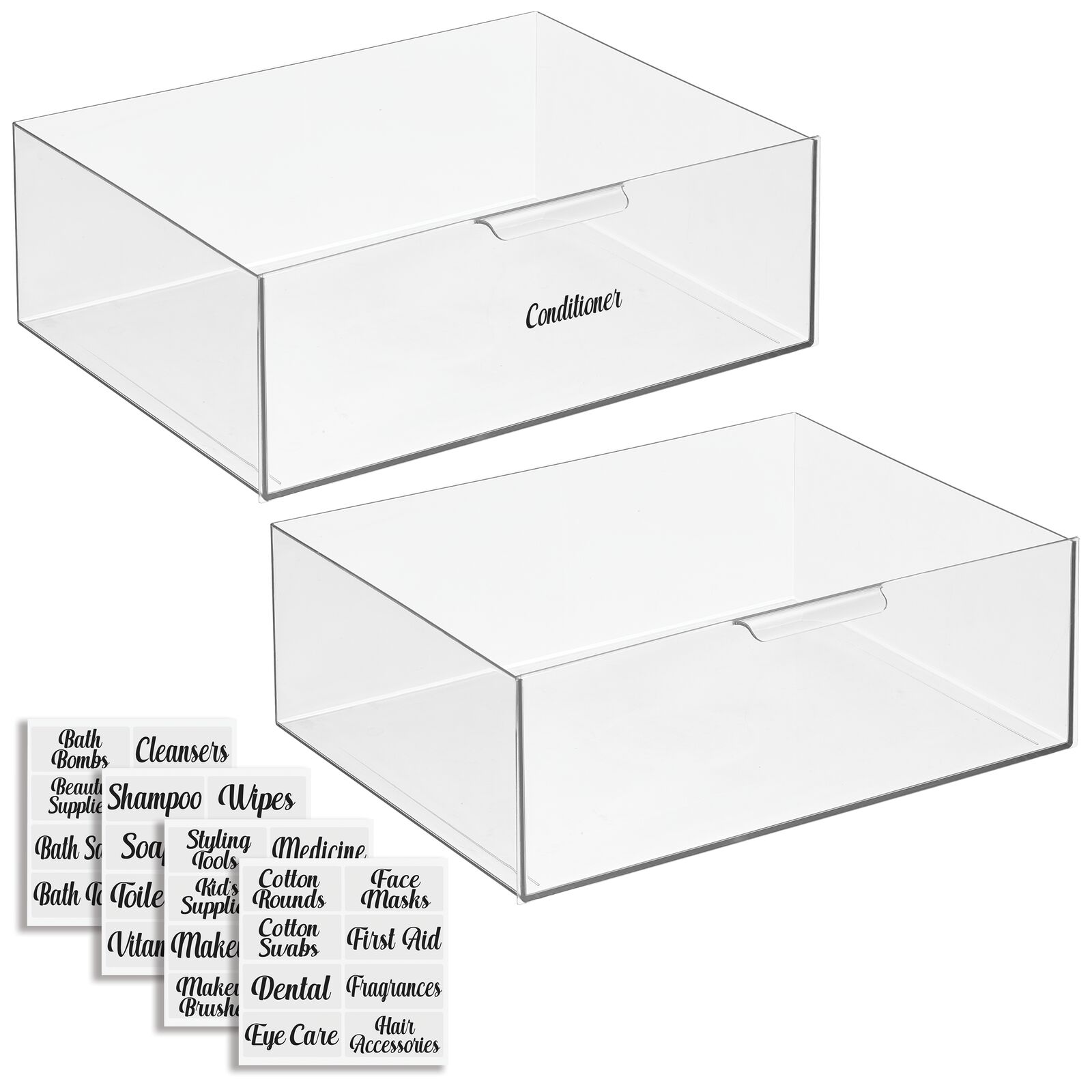 mDesign Plastic Bathroom Storage Organizer Box Containers with 32