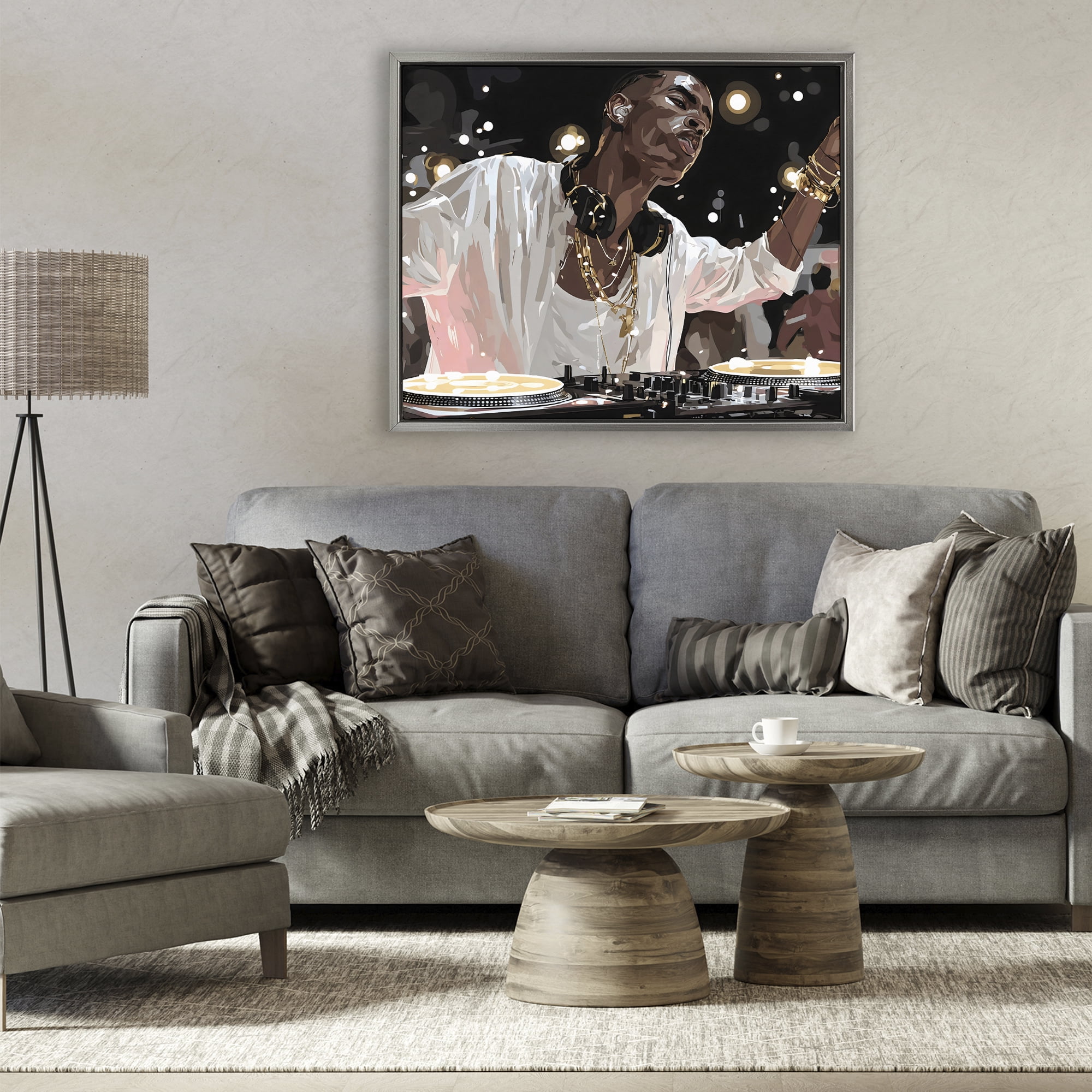 Stupell Industries Music In His Soul Gray Framed Floater Canvas Wall Art, design by Franklyn Gregory