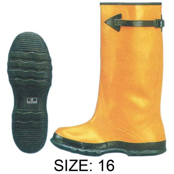 RAIN GUARD Men's 17" Tall Lined Slush Boots | Size 16 | Vibrant Yellow with Black Accents | Durable Rubber Design | Comfortable Cotton Interior