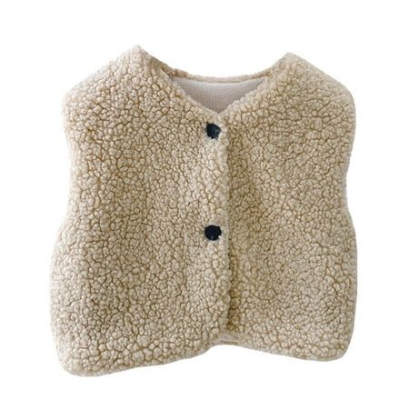 

Unisex Baby Girls Boys Faux Fur Sleeveless Vest Coat Lightweight V-Neck Short for Toddler Outfit 1-6Y