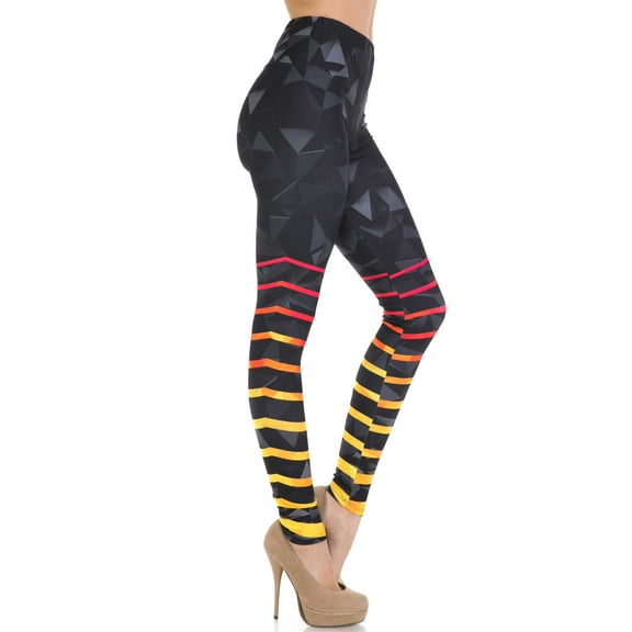 Creamy Soft Leggings Premium Women's 3D Harmonic Angles Extra Plus, High Rise, Stretchy, Comfortable, 3X-5X Leggings - by USA Fashion