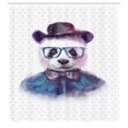 thumbnail image 3 of Ambesonne Funny Shower Curtain, Hipster Panda with Tie, 69"Wx84"L, Black Blue, 3 of 5