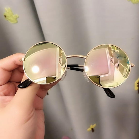 Ame Children's Sunglasses Cute Round Frame Cartoon Glasses Metallic Fruit Dazzle Sunglasses Personality Sunglasses; 2-8Y