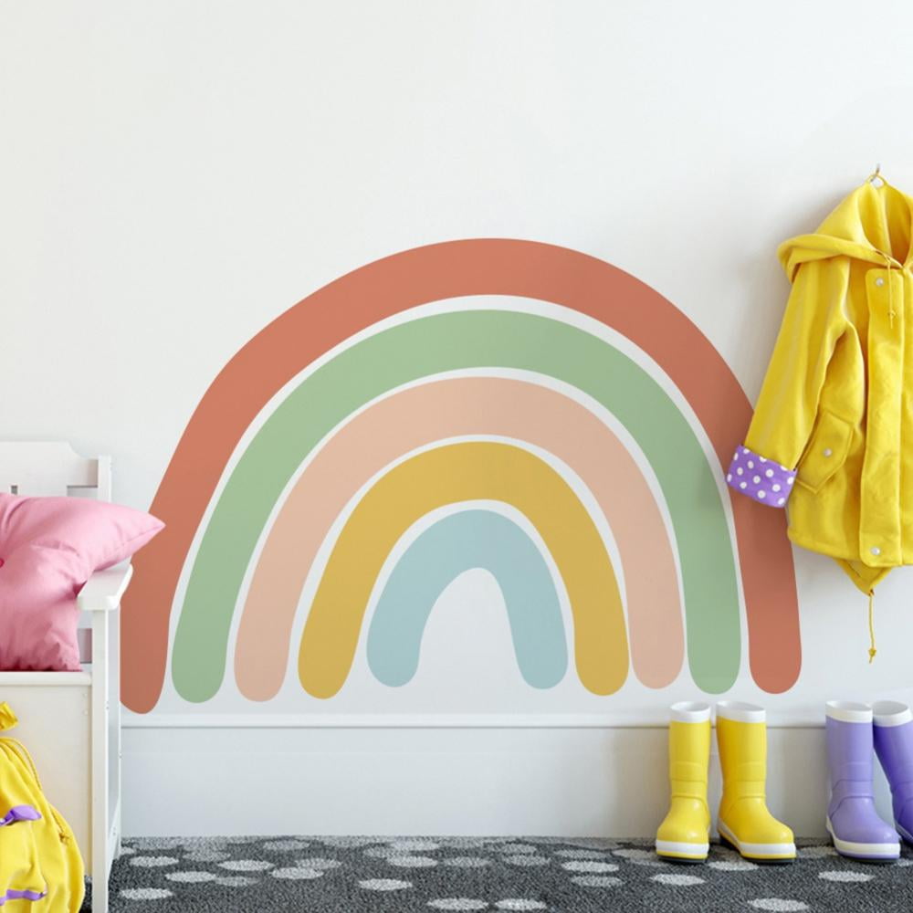 Angmile Colorful Rain Rainbows Wall Decal,Rainbow Wall Sticker for Kids