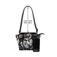 thumbnail image 4 of Lsque Elegant Swans Black Background Pattern Leather Rivet Shoulder Bag – Elegant Genuine Leather & Microfiber PU Crossbody with Detachable Adjustable Strap, 4 of 5