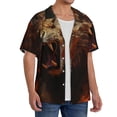 thumbnail image 2 of Balery Cool Flame Lion A Camisa Casual de Manga Corta con Botones para Hombre, Texturizada, Estilo Cubano, para Playa, Verano-X-Large, 2 of 5
