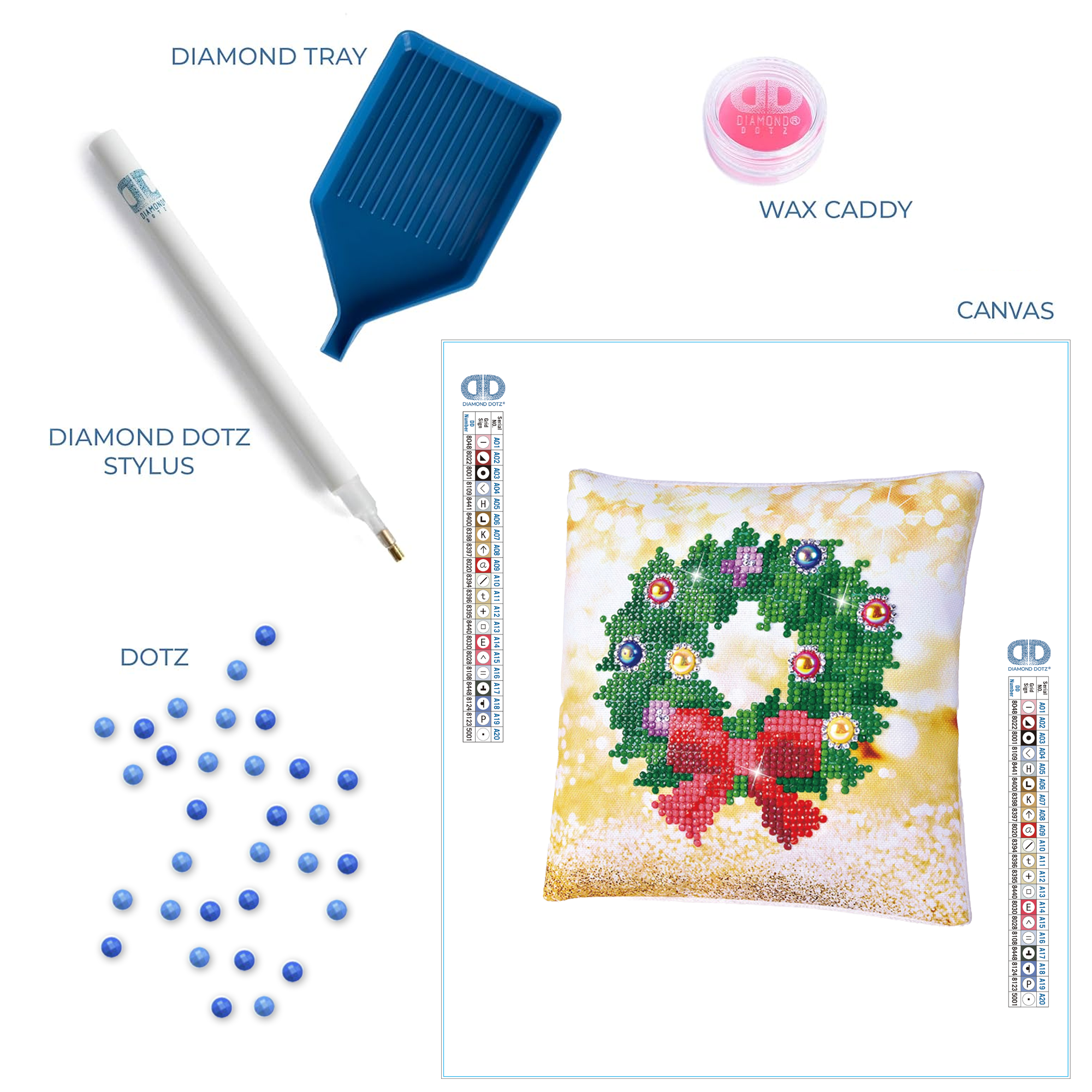 Diamond Dotz Kits - Christmas Wreath Pillow Diamond Painting Artwork Kit Diamond Painting Kits, Diamond Art Kits for Adults, Gem Art,  Diamond Art, Diamond Dotz Kits