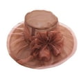 thumbnail image 2 of Walbest Elegant Ladies Organza Top Hat Double Layer Wide Brim Cap Lace Flower Foldable Summer Hat, 2 of 7