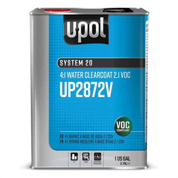 U Pol Products SYSTEM 20 UP2872V Water Clearcoat, 1 gal Tin, 4:1 Mixing