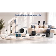 PrettyCare Cordless Stick Vacuum Cleaner, 38KPA 50mins 2600mAh 6-in-1 Lightweight Upright for Carpet Hard Floor Pet Hair W200 Upgraded
