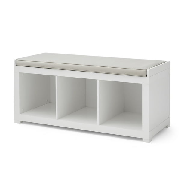 Better Homes and Gardens 3-Cube Organizer Storage Bench, White