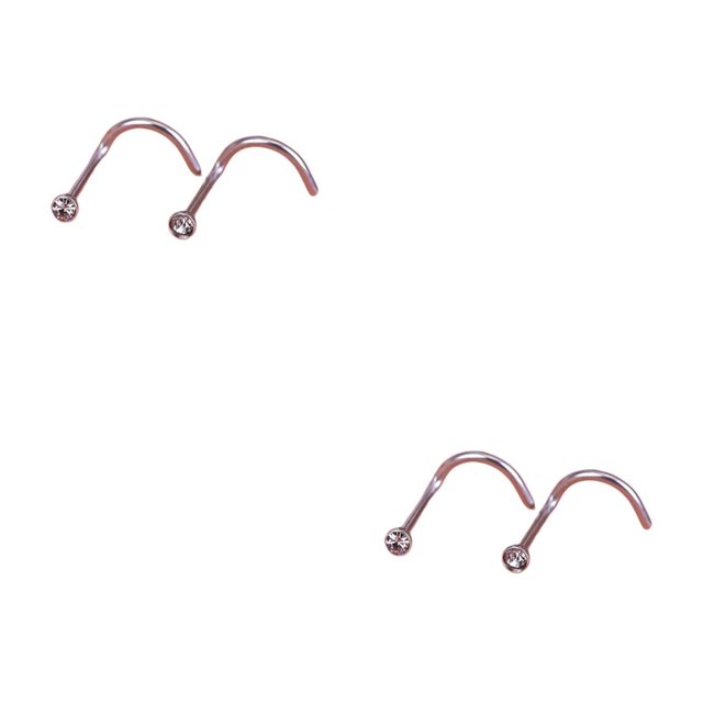 Qarigey Espárragos para la nariz Adorno elegante para el cuerpo Exquisito y elegante de acero inoxidable Joyería Pin para la nariz Adornos de Blanco 2Conjunto