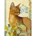 thumbnail image 1 of Abyssinian Cat with Plants Art Nouveau Bright Modern Watercolour Illustration Large Wall Art Poster Print Thick Paper 18X24 Inch, 1 of 5