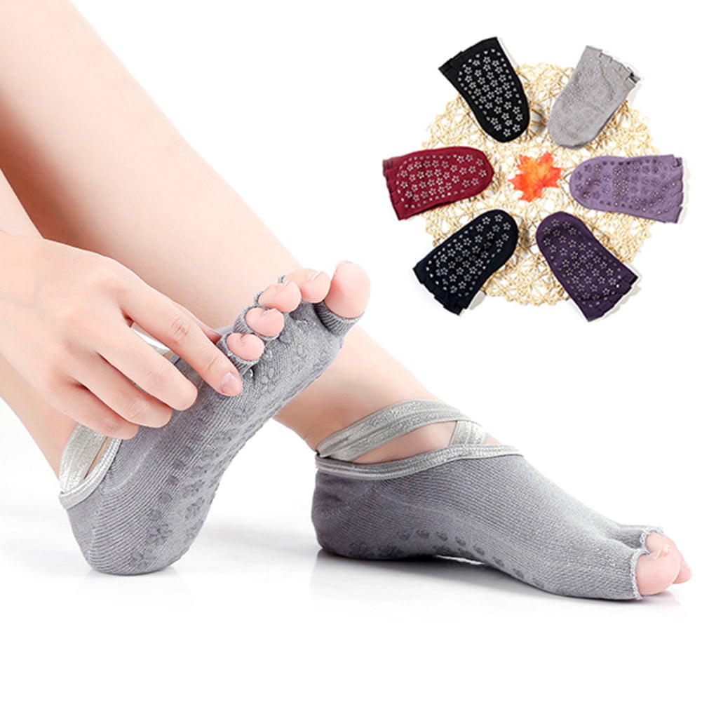 Seamless Yoga Sports Socks Ankle Grip Ballet Dance Fingers Anti-Slip Backless BL 