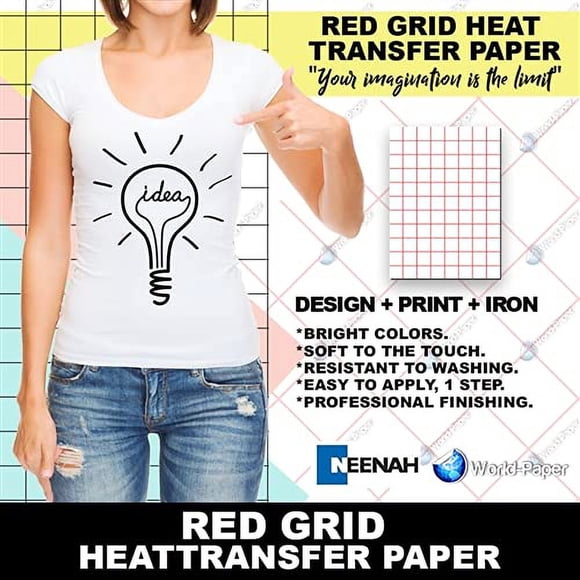 Red Grid - Inkjet Heat Transfer Paper 8.5"x11" 100 SHEETS*