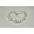 thumbnail image 3 of Fresh Water Pearl 10mm Round Shape Smooth Cut Beads 7 inch Adjustable Silver Plated Clasp Bracelet for men, women, unisex. Link Chain Stacking Bracelet.|LINK_02970, 3 of 5