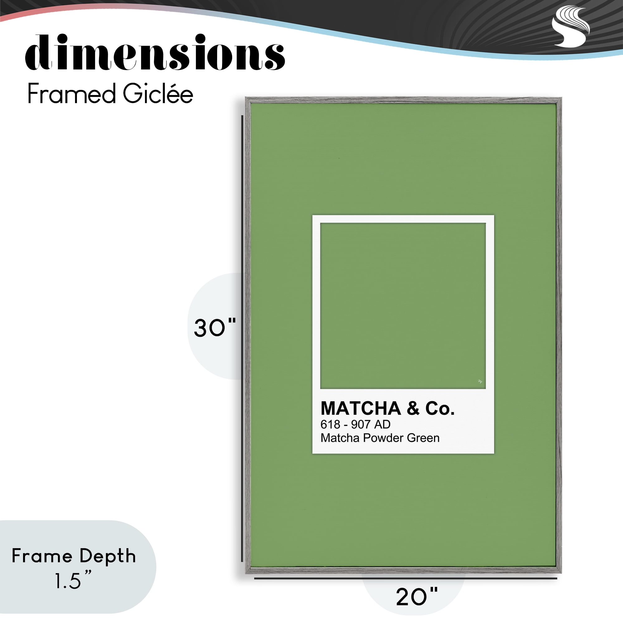Stupell Industries Matcha Powder Green Shade Gray Framed Giclee Art, design by Martina Pavlova