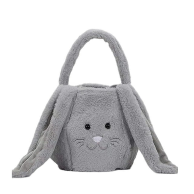TopLLC Easter Bunny Basket, Cute Rabbit Design Easter Eggs Basket with Long Ears, Soft Plush Buckets Storage Bag for Easter Eggs Hunting, Handbag Candy Treat Tote Bags Spring Decor Gift for Kids Party