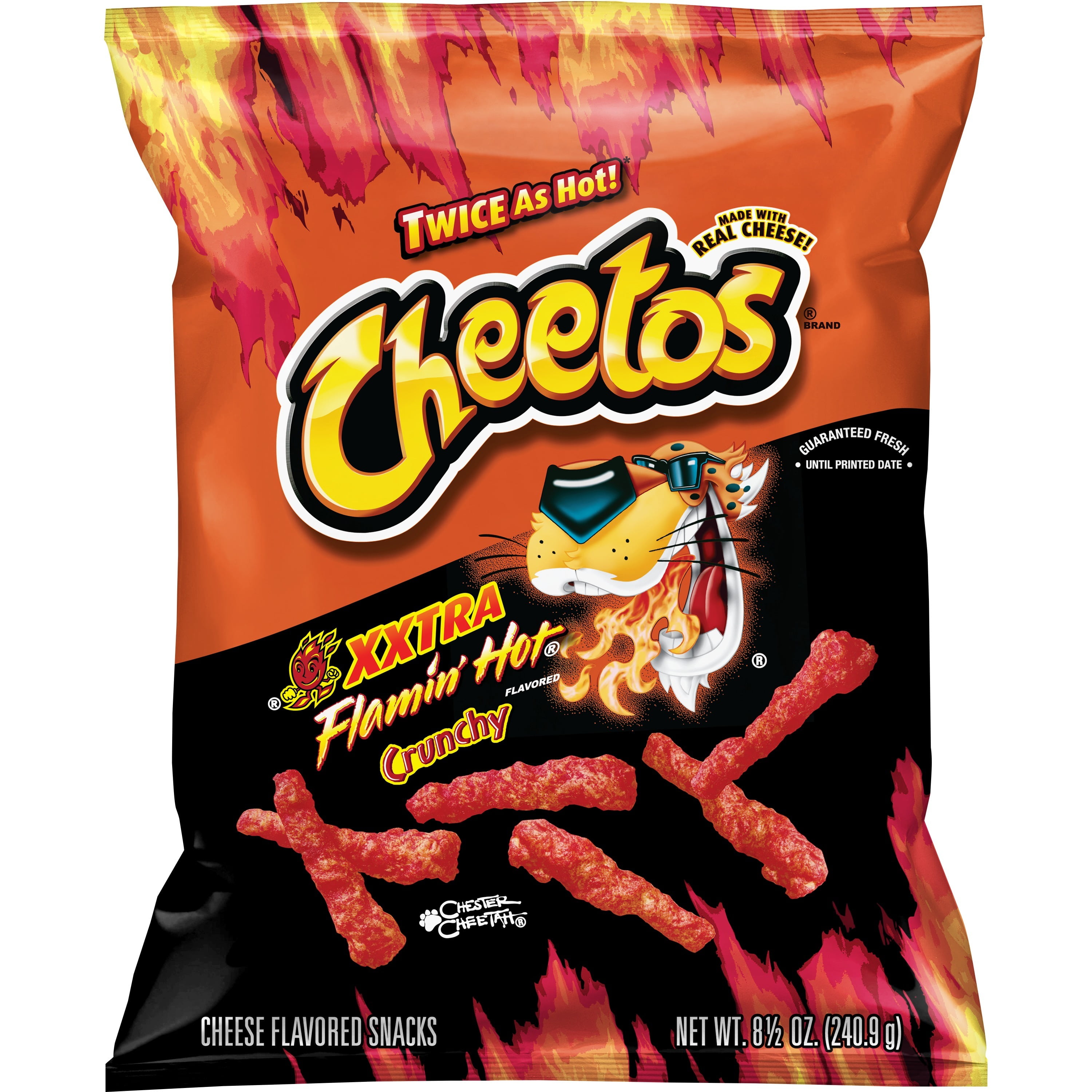 Cheetos Crunchy Xxtra Flamin Hotcheese Flavored Snacks 85 Oz Bag
