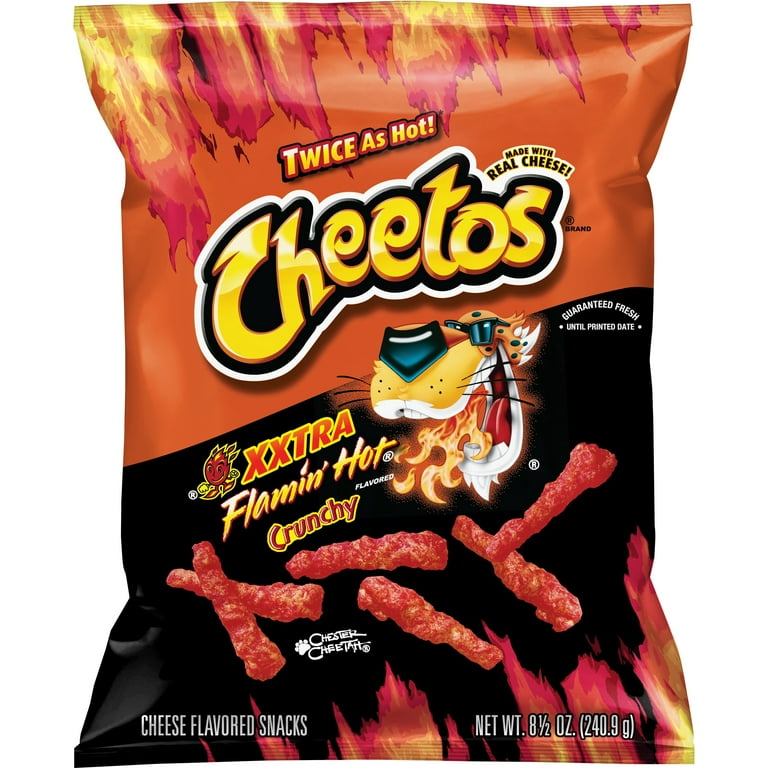 Cheetos Crunchy XXTRA Flamin' Hot Cheese Flavored Snack Chips, 8.5 oz Bag 