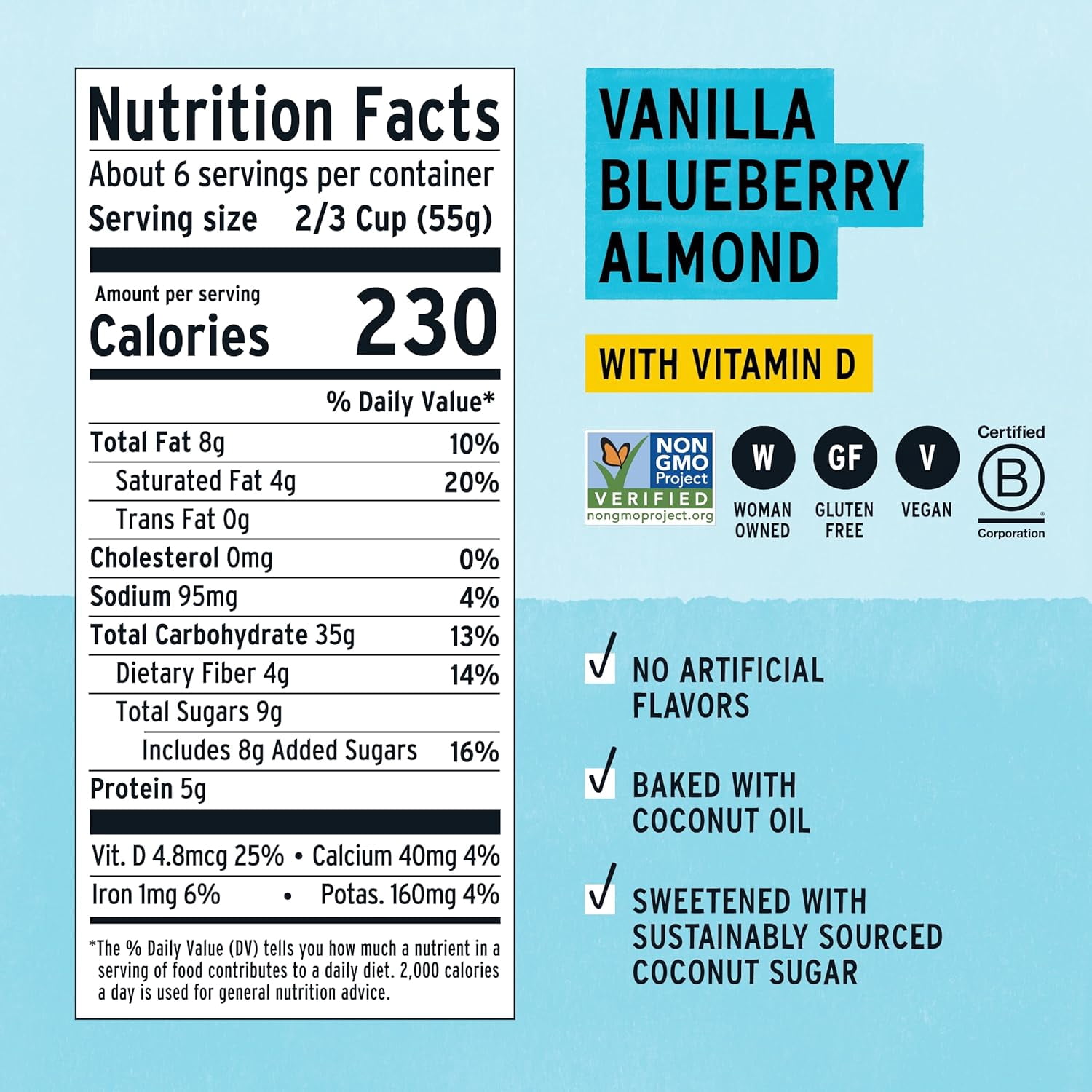 (Pack of 6), Purely Elizabeth Vanilla Blueberry Almond Superfood Cereal, 11 oz