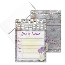 Stonehouse Collection Rustic Party Invites with 25 Envelopes - Wedding, Bridal S