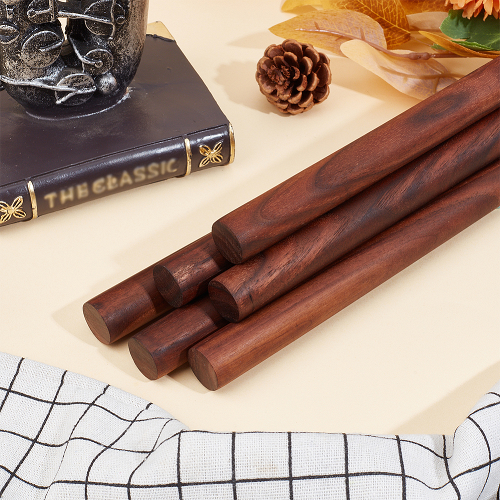 1 Bag 6Pcs Walnut Wood Craft Sticks Column Coconut Brown 20x2cm
