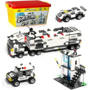SWAT City Police Building Blocks, Exercise N Play Anti-Terrorism Police Station Car Command Center Station Blcoks for Boys Girls Toddlers Construction Toys (Black) - -