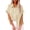 Beige, variant on Staron Summer Women's Shirts Casual V-Neck Short Sleeve Loose Blouse with Pockets Vacation Beach Travel Fashion Top, Beige M