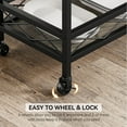 thumbnail image 6 of HOSSLLY Bar Cart for The Home, 3 Tire Industrial Rolling Serving Cart on Lockable Wheels, Alcoholic Beverage Trolley with 2 Removable Trays, Wine Rack and Glass Holder for Indoor, Outdoor ,Grey Finish, 6 of 8