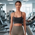thumbnail image 2 of vigerkar Womens Y Sports Bras Yoga Top with Cups Spaghetti Thin Strap Workout Bra Tops (Grey, XL/10), 2 of 9