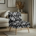 thumbnail image 2 of ZIATUBLES Slipper Chair Cover Stretch Accent Chair Covers without Arms Removable Furniture Protector with Elastic Bottom for Living Dining Room Home Hotel Decor, Hibiscus Flower Black, 2 of 7