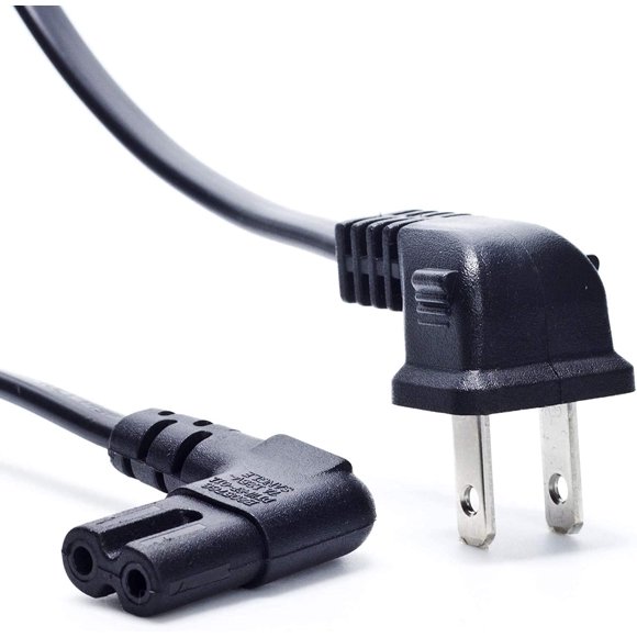 TV Power Cord, 6-Feet 18AWG 90 Degree Angled 2-Prong to L-Shaped C7 Power Cord for Samsung Philips Toshiba LG Sony Sharp Panasonic Vizio LED Flat TV Sky Box, Sky Plus+ HD Box