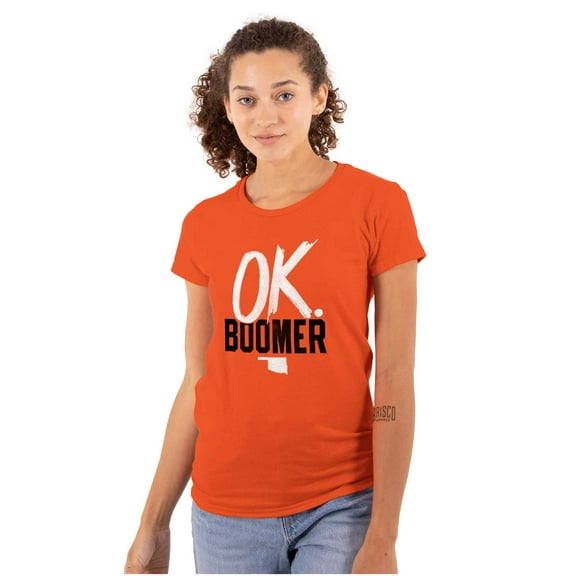 OK Boomer State of Oklahoma Settlers Womens Fitted Plus Size Graphic Tee Brisco Brands 2X