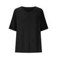 thumbnail image 4 of T-Shirts For Women Sevevn Women's Solid Oversized Summer V-Neck Basic Casual Loose T-Shirt, 4 of 7
