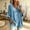Light Blue v neck bell sleeve top women a1, variant on Women's V Neck Flare Bell Sleeve Casual Top Boho Flared Three Quarter Length Blouse Fashion Fall Spring Outfit, Light Blue 2XL